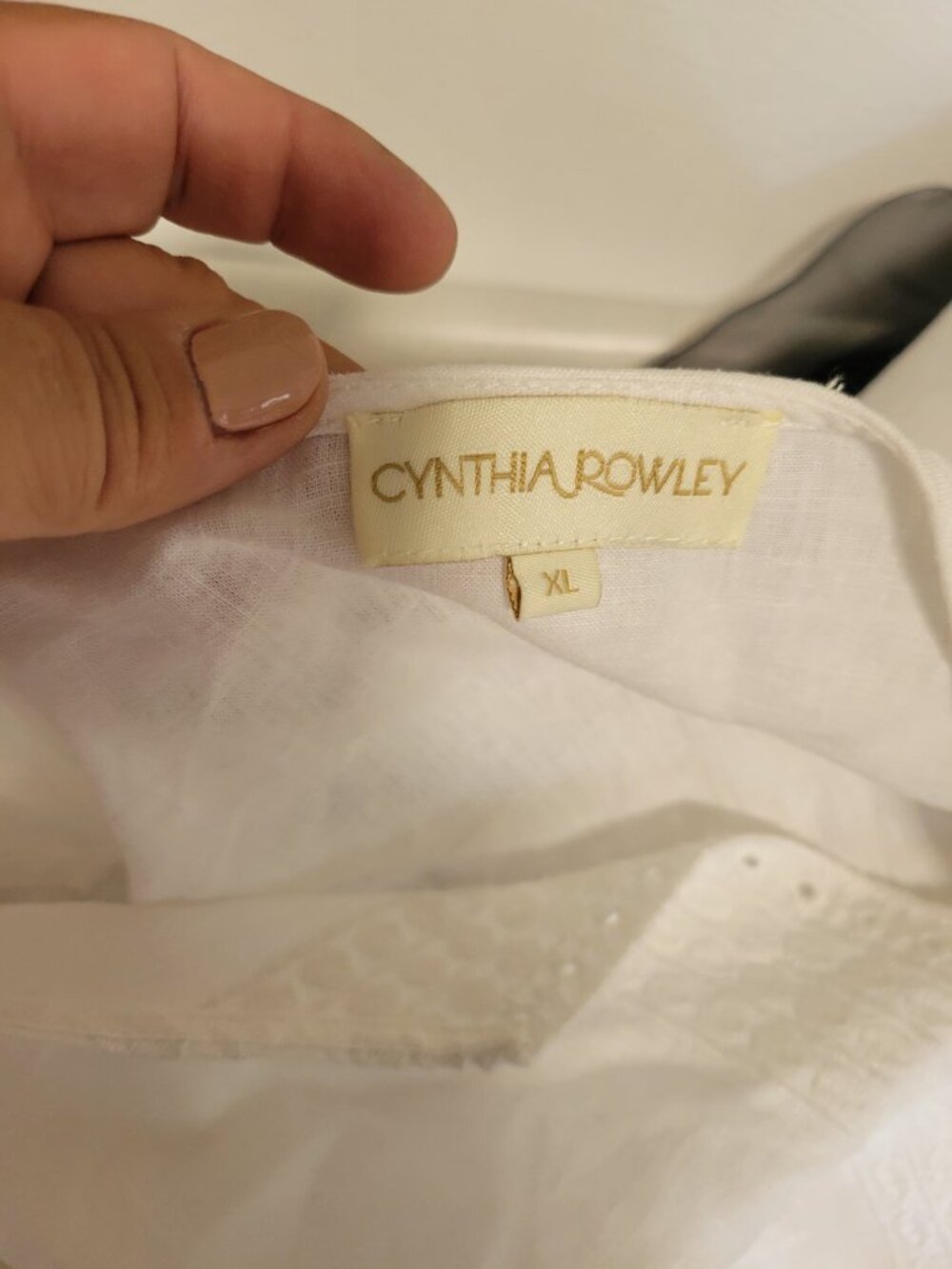 Cynthia Rowley White Linen Blend Blouse Size XL - Picture 5 of 6